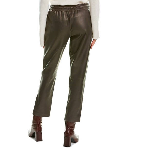 Theory 100% Leather Slit Leg Pull-On Taupe Pants Size 12 - Picture 2 of 14